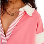 Free People  We The Free Pink Clean Prep Polo Long Sleeve Oversized Size M Photo 1