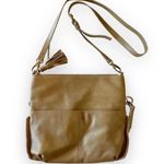 Lucky Brand  Foldover Crossbody Bag Whipstitch Leather Olive‎ Green Boho Festival Photo 0