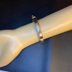 None Silver Hinged Reversible Bracelet Blue Rhinestones & Sleek Minimalist Photo 1