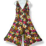 Vintage Jumpsuit‎ Abstract Floral Pattern FLAWS Boho Casual Sleeveless Tie Waist Pink Size M Photo 0