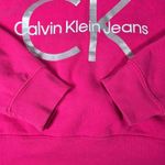 Calvin Klein  Jeans Pink Cropped Hoodie Sweatshirt Logo Size M Photo 7