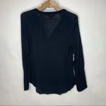 EXPRESS  Black Long Sleeve Babydoll Blouse Rayon Top Sz Small Photo 1