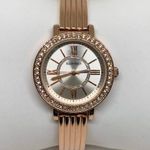Ellen Tracy  women watch rose gold tone 30mm rhinestones quartz size 7.5” running Photo 0