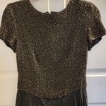 Vintage Bieff Basix Black Silk Short Sleeve Retro gold Beaded Midi Dress 6 Photo 14