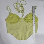 Women’s Cropped Tank Top Size S Boning Rushed Mesh Y2K Green Coquette Feminine Photo 8