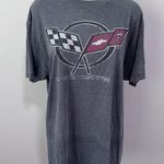 General Motors Corvette  Car Flag Racing Graphic T-shirt Large Gray Photo 0