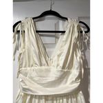 Shein Mod Cream V Neck Mini Dress Sleeveless Tie Strap Ruched S White Photo 2