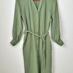 Old Navy Sage Green Long Sleeve Waist Defined Shirt Midi Dress Size Extra Small Photo 0