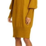 NSF CLOTHING Elise Balloon Sleeve Sweater Dress S Gold Photo 0