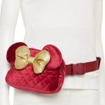 Disney Minnie Mouse Burgundy Quilted Velvet Crossbody Belt Bag NWT Photo 2