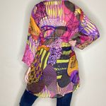 Retro Creations Colorful Abstract Sheer Tunic Swim Cover Blouse Photo 4