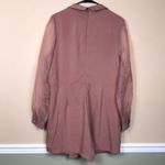 NWT QUII Women’s Faux Wrap Mauve Pink Knit Sheer Long Sleeve Suit Romper Size XL Photo 6