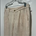 Lands' End High Rise Wide Leg Linen Pleated Light Tan Khaki Size 14 Pants 537648 Photo 2