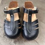 Troentarp Clogs Mary Jane Dark Blue Leather Adjustable Strap Made in Sweden Size 10 Photo 4