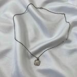 Minimalist Silver Glam Rhinestone Square Pendant Necklace Photo 1