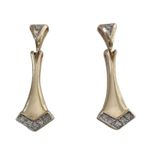 14k 14kt yellow gold diamond dangle drop earrings No Backs Photo 3