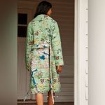 Anthropologie  Mint Floral Quilted Robe Photo 1