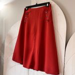Forever 21  Rust Orange Button Tab Skirt A-Line Polyester Contemporary Size Large Photo 2