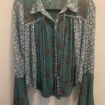 Free People Serena Emerald Floral Printed Blouse Photo 0