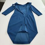 Calvin Klein Teal Ruched Pleated Front Stretch Crepe Sheath Dress Size 6 Photo 4