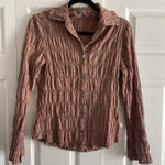 Italia Baby‎ L'O Women's Button Front Blouse Smocked Pink Plaid By Aureli Anni M Size M Photo 0