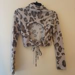 Final Touch  Leopard Print Back Cutout Tie Crop Top Soft Knit Long Sleeve S Photo 1