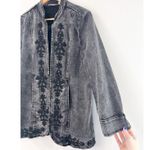 Soft Surroundings Black Embroidered Tunic Jacket Medium Petite Casual Denim Photo 1