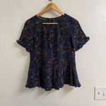 Madewell Silk Stanza Ruffle-Hem Top in Moonless Floral Size XS Photo 1