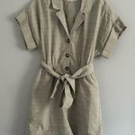 Madewell  Sage Green Seersucker Romper with Waist Tie Photo 0
