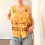 Vintage Embroidered Yellow Boho Tank Top Size M Photo 1
