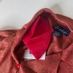 Susan Graver Style Womens Red Gold Metallic Lurex Button Front Shirt 2X Stretch Photo 2