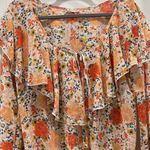 Free People Intimately Say It To Me Bodysuit Long Sleeve Orange Floral XS Photo 2