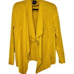 Jules & Leopold  Woman’s Gold/yellow Draped Faux Leather Open Cardigan Size Large Photo 0