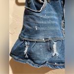Princess Polly Navy Blue Denim Distressed Jean Ruffle Pleated Mini Skirt Photo 4