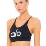 Alo Yoga  Starlet Black Sports Bra with White Logo Photo 0