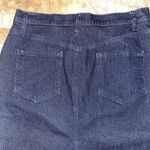 See By Chloe Dark Wash Denim Knee-Length Pencil Skirt with Hot Pink Piping, 8 Photo 7