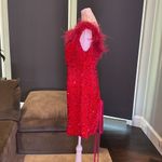 Women’s Pink Short Feather & Sequin One Shoulder Prom Party Dress Size 14 *READ Pink Photo 7