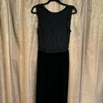 Max Studio London Georgette Black Smocked Velvet Goth Maxi Dress Med Photo 5