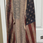 Vocal  Patriotic Flag Cardigan in Red, Blue, and Tan Photo 0