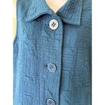 Habitat Women's Blue Quilted Sleeveless Button Front Vest Top small Lagenlook Photo 3