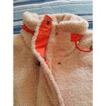 BP Faux Shearling Bomber Jacket Zip Front Wide Collar Beige Burnt Women's Size M Photo 3