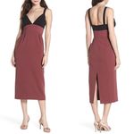 Jill Stuart Burgundy Black Colorblock Midi Dress Photo 1