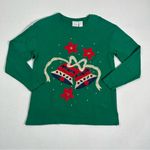 Vintage Laura Gayle Christmas Bells Sweatshirt Top Green Holiday Petite Small Size undefined Photo 1