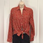 Faithfull the Brand Hosk Top Long Sleeve Pin Up Bow Red Size 4 Coquette Preppy Photo 2