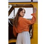 Free People Bino Pullover in Honey Eyed Orange Size Small 70s Terrycloth Beach Photo 5
