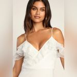 Lulus NWT  Radiant in Ruffles White Lace Cold Shoulder Maxi Dress XS Bridal Photo 8