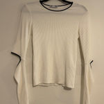 ZARA White Ribbed Long Sleeve Top with Black Accents Photo 0