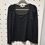 Loft Sparkle Puff Sleeve Square Neck Top Size M Photo 3