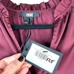 Paige NWT Dusty Cherrywood Laurin Satin Frilled Ruffled Long Sleeve Blouse XS Photo 5