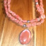 Cherry Quartz Two Row Beaded Pendant Necklace Photo 9